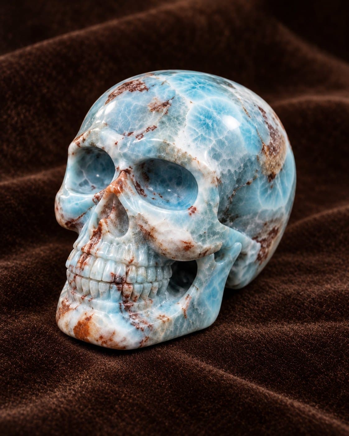 Skull carved in larimar